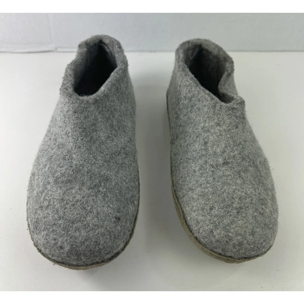 Glerups Wool Shoe W/ Leather Sole Grey Slippers EU Size 38 Equals US W 8 | M 6.5 - Picture 10 of 14